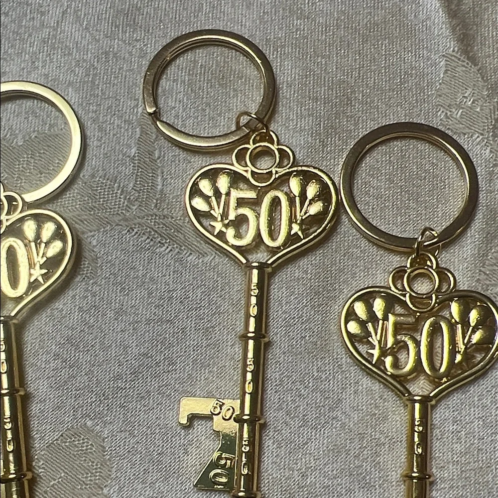 Gold 50th Anniversary Key Bottle Openers